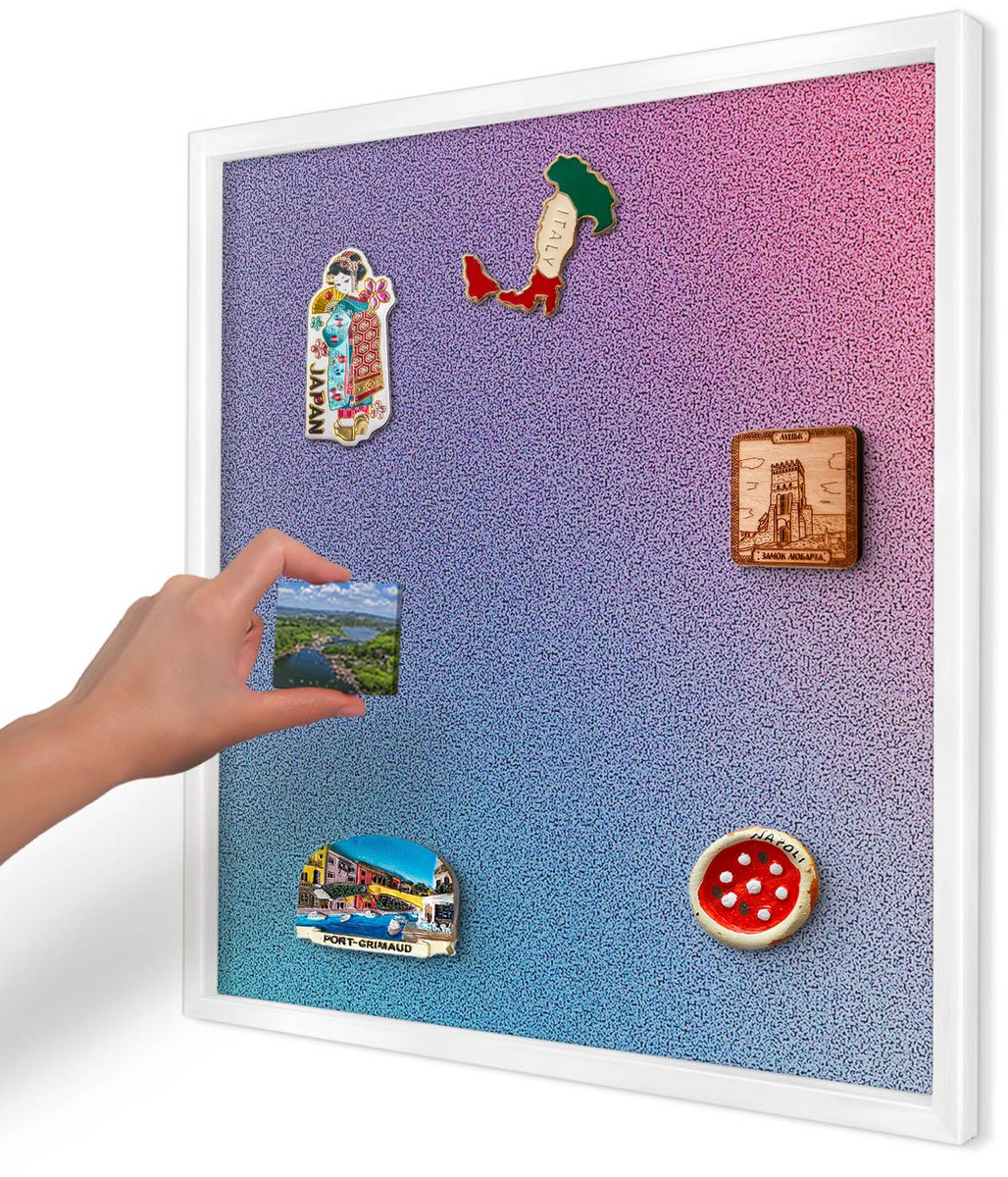 Artprintcave Paars Magneetbord mit Witte Lijst - 50x50 cm - Kleurrijk Verloop Magneet Bord mit Frame - Abstract Magnetisch Bord Voor Magneten - Abstractie