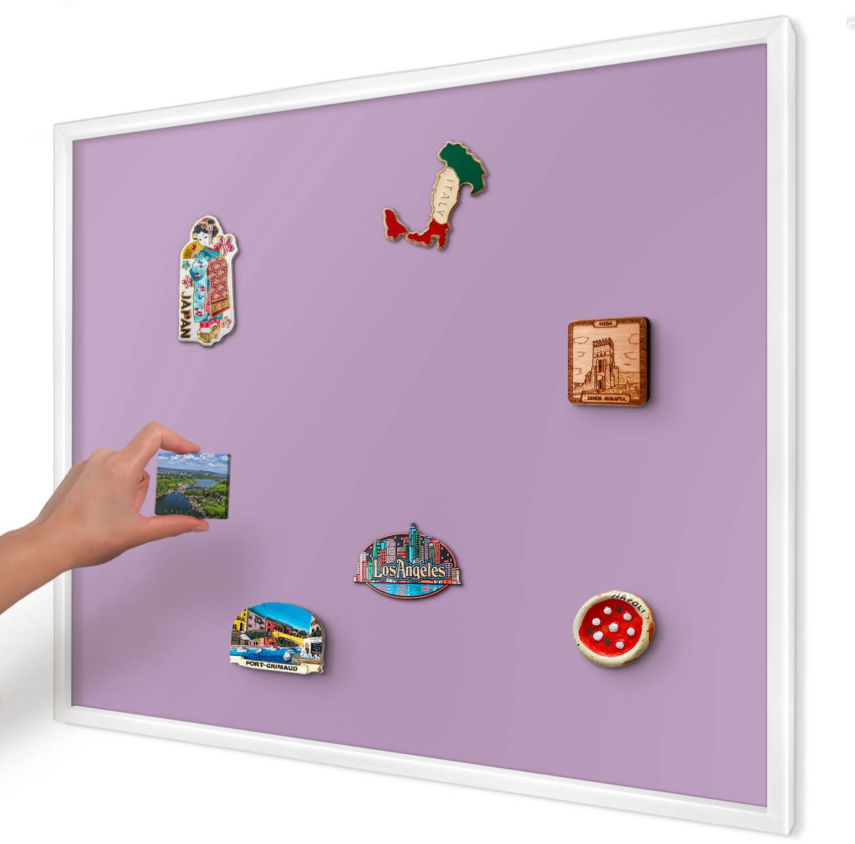 Artprintcave Paars Magneetbord mit Witte Lijst - 80x60 cm - Lichtpaars Memobord Keuken - Minimalist Bord Voor Magneten - Achtergronden En Patronen