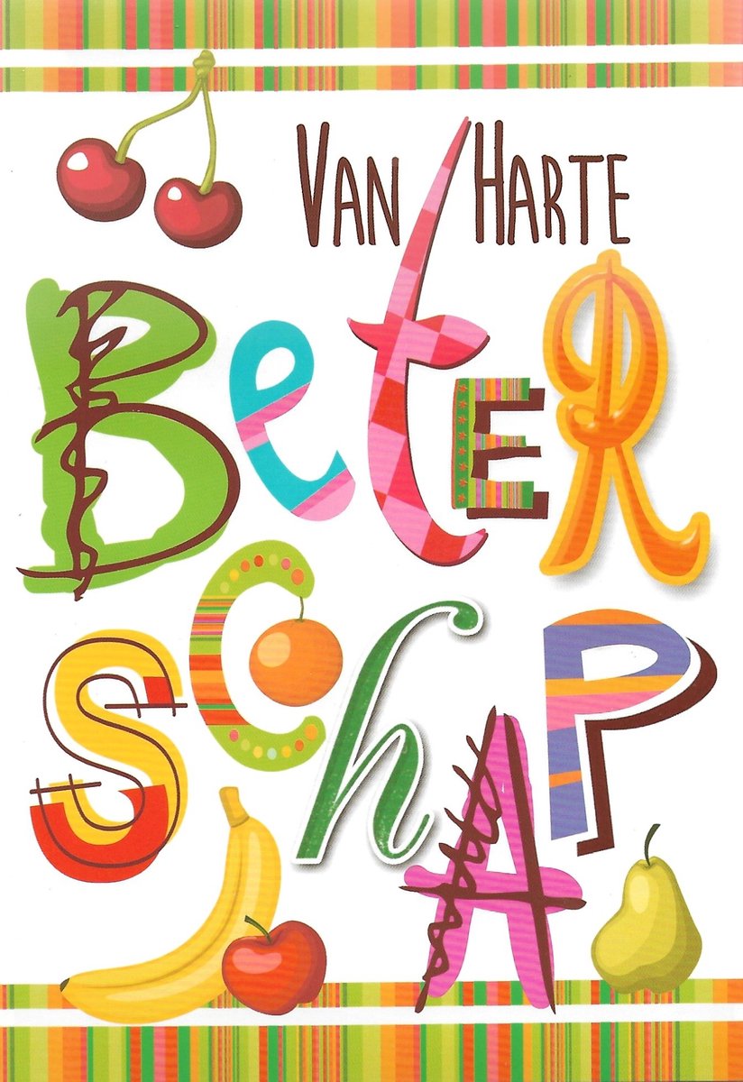 Beterschapskaart | Wenskaart | 10 stuks | Van harte beterschap