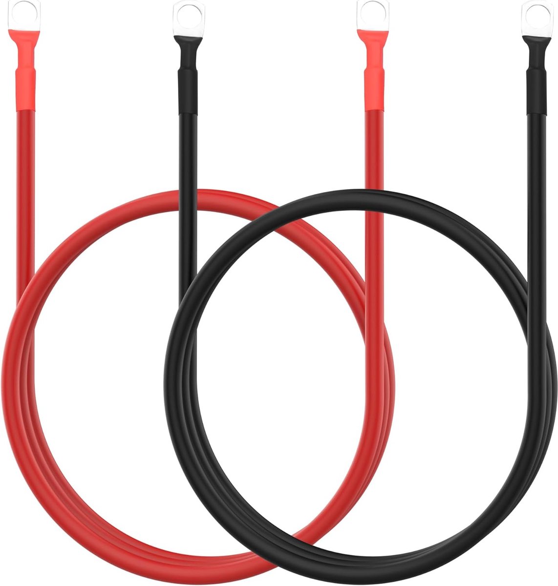 Accukabel 10 AWG - 1 meter koper met 5/16" ringterminals - speciaal voor voertuigen en zonnepanelen - SnelShoppen