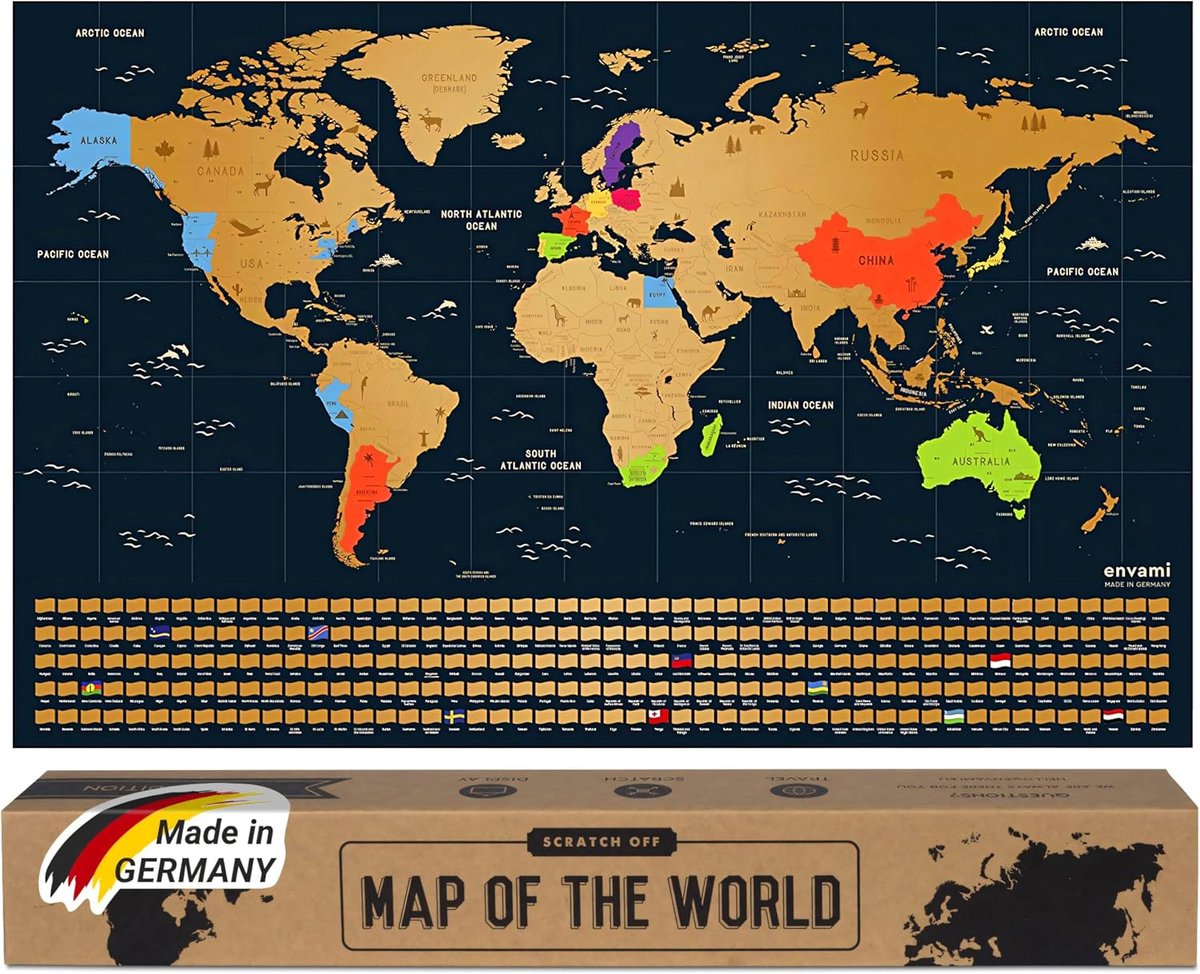 Scratch Map Wereldkaart 68 cm x 43 cm - Gouden Scratchlaag - Herinneringen aan Reizen - Perfect Cadeau - ShopVlot