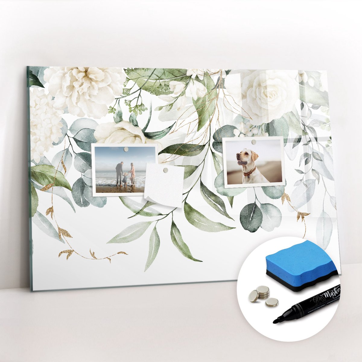 Tulup Whitebord - Natuur - 60 x 40 cm - Groente Magnetisch Bord - Gratis 5 Sterke Magneten + Whiteboard Marker & Wisser - Organizer Muur - Foto Magneetbord - Notitiebord Werkplek
