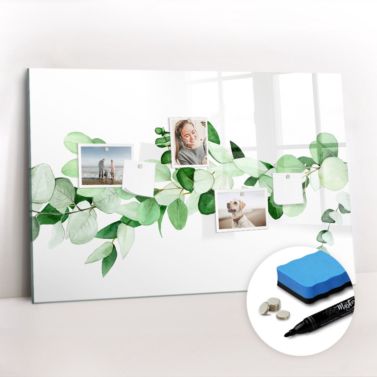 Tulup Whitebord - Een tak van een plant - 90 x 60 cm - Groente Magneetbord Design - Gratis 5 Sterke Magneten + Whiteboard Marker & Wisser - Moderne Wanddecoratie - Magnetisch Bord - Organiseer Je Bureau