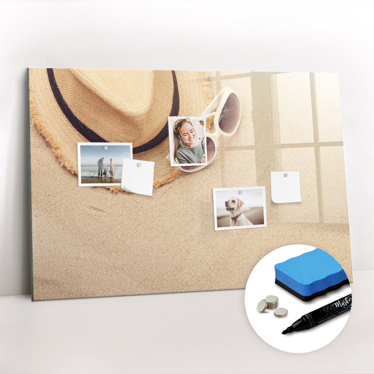 Tulup Whitebord - Zomeraccessoires - 90 x 60 cm - Geel Magneetbord Rechthoekig - Gratis 5 Sterke Magneten + Whiteboard Marker & Wisser - Design Memobord - Magnet Board - Productiviteit Tools