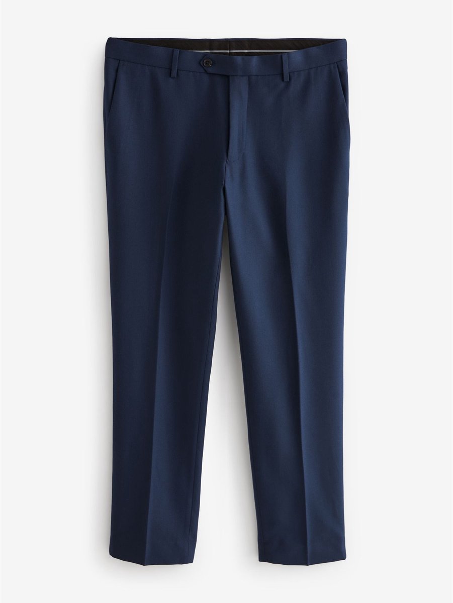 Next - Heren - Slim Fit - Kostuum met textuur: broek - Blauw