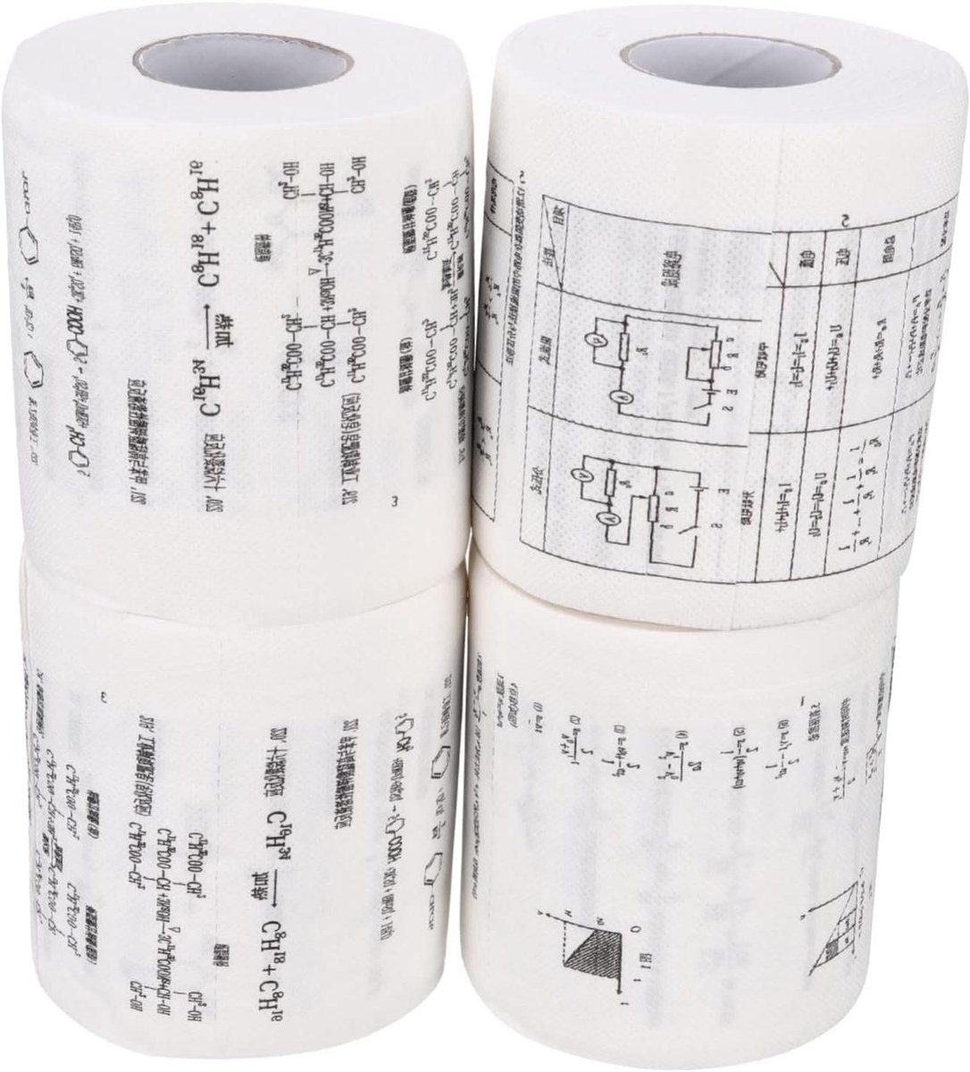 Toiletpapier Formules - Papierrollen Grappig - Kamer Decoratie - Bedrukt Patroon - 4 Rollen - Wit