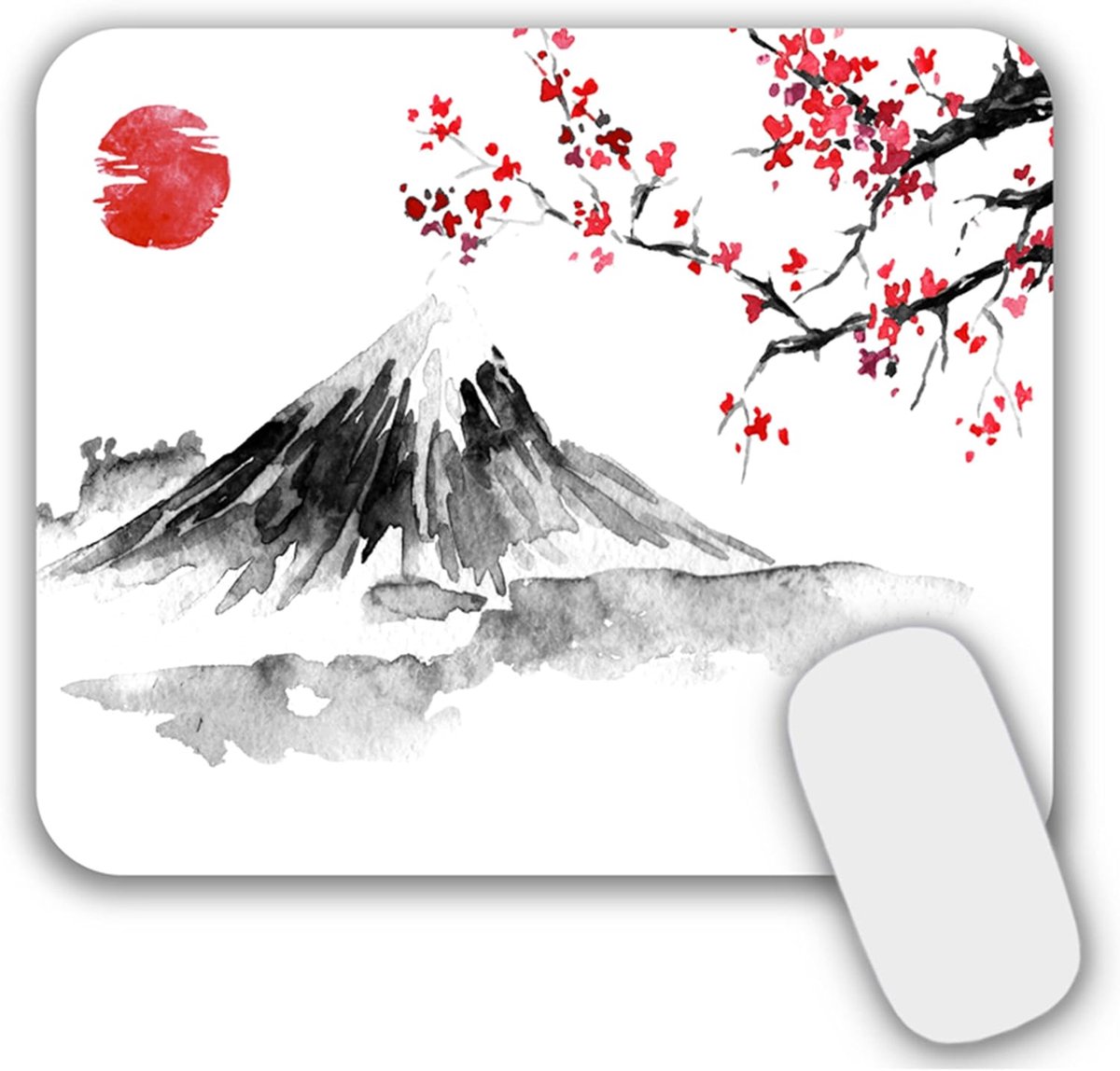 SnelShoppen - Kleine Muismat 24 x 20 cm met Japanse Motief - Ultra-smooth Lycra, Antislip Onderkant, Wasbaar, Ideaal voor Werk en Gaming