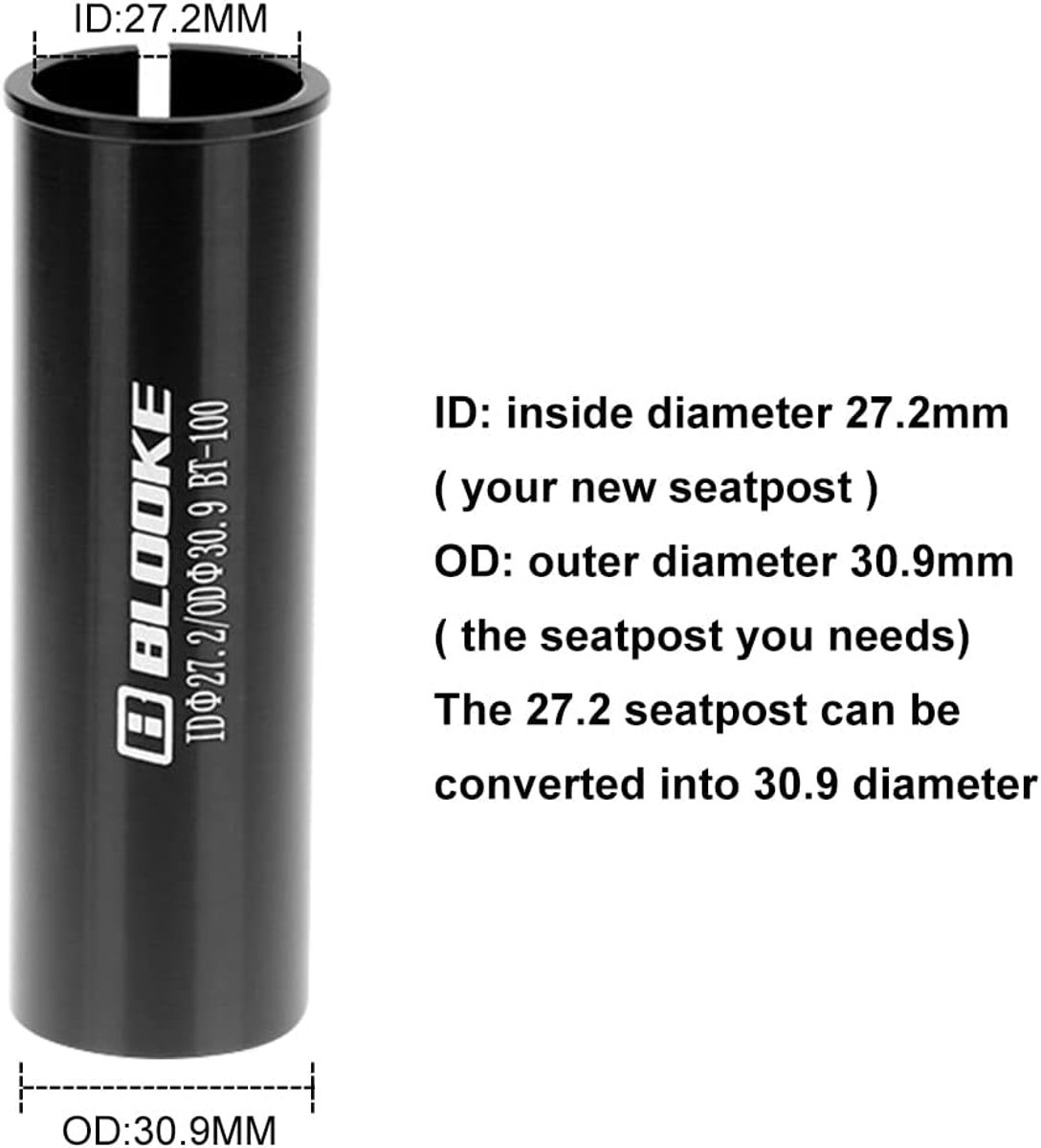 SnelShoppen - Aluminium Alloy Bicycle Seatpost Shim, Tube Adapter Reducer Sleeve voor Zitbuis 27.2 tot 30.9 mm, Lichtgewicht en Duurzaam, MTB Accessoi
