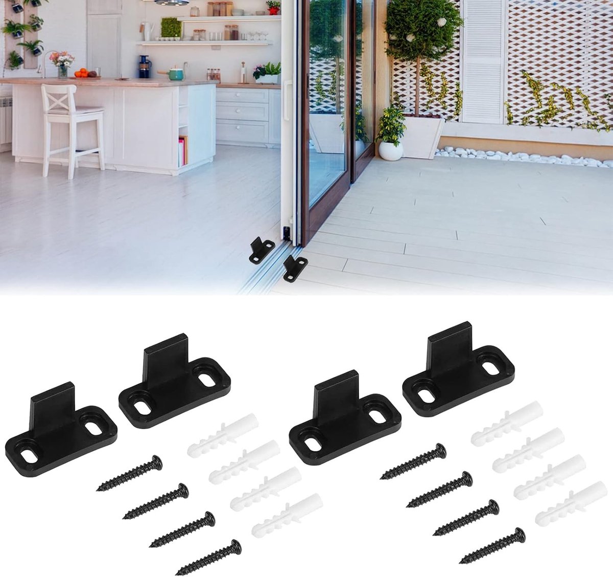 SnelShoppen - Sliding Door Floor Guide - Vloergids voor Schuifdeur, 4 Stuks, Verstelbaar, Hoogwaardige Kunststof, Duurzaam, Voor Houten Kasten