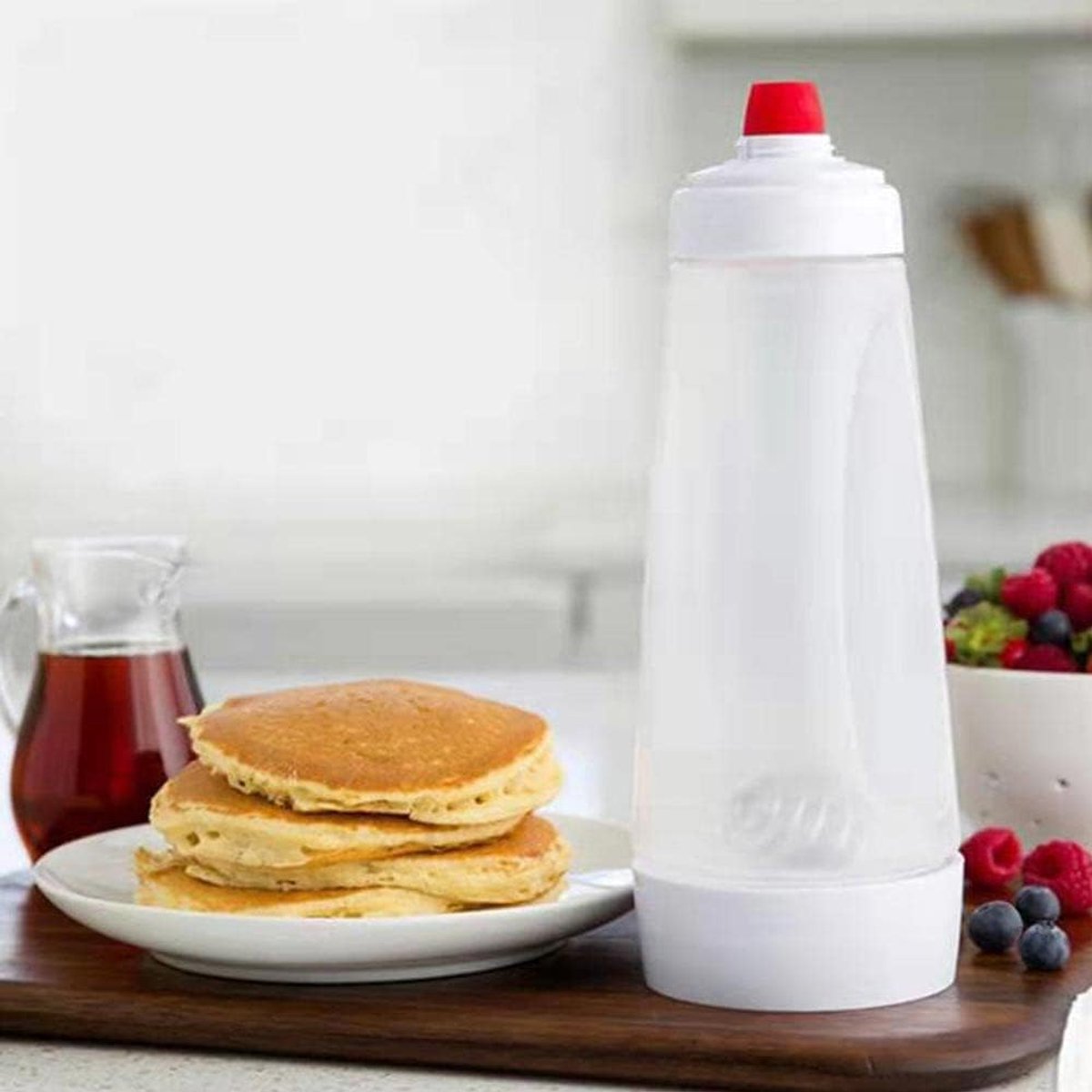1000ml Batter Mixer Bottle, Dough Mixer for Pancakes, Hand Dough Dispenser with Size Marks and Mixing Ball, Squeeze - ShopVlot