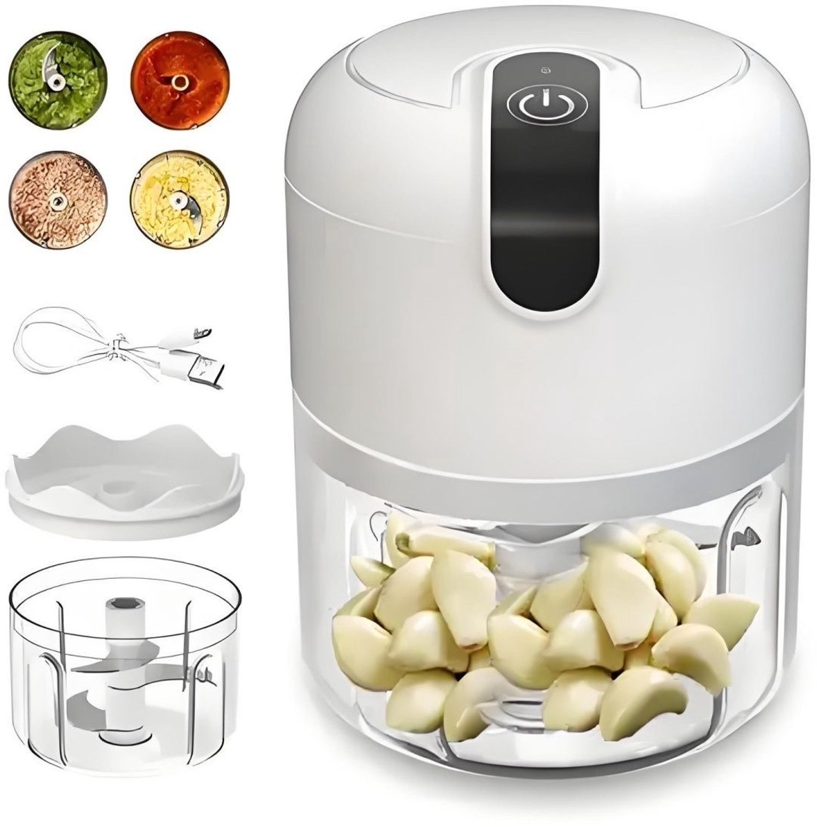 Mini elektrische voedselhakmachine ook geschikt als babyblender USB-oplaadbare draagbare groentehakker uitgerust met scherpe messen perfect voor ui knoflook pepers wortelen fruit en andere ingrediënten handig keukengereedschap