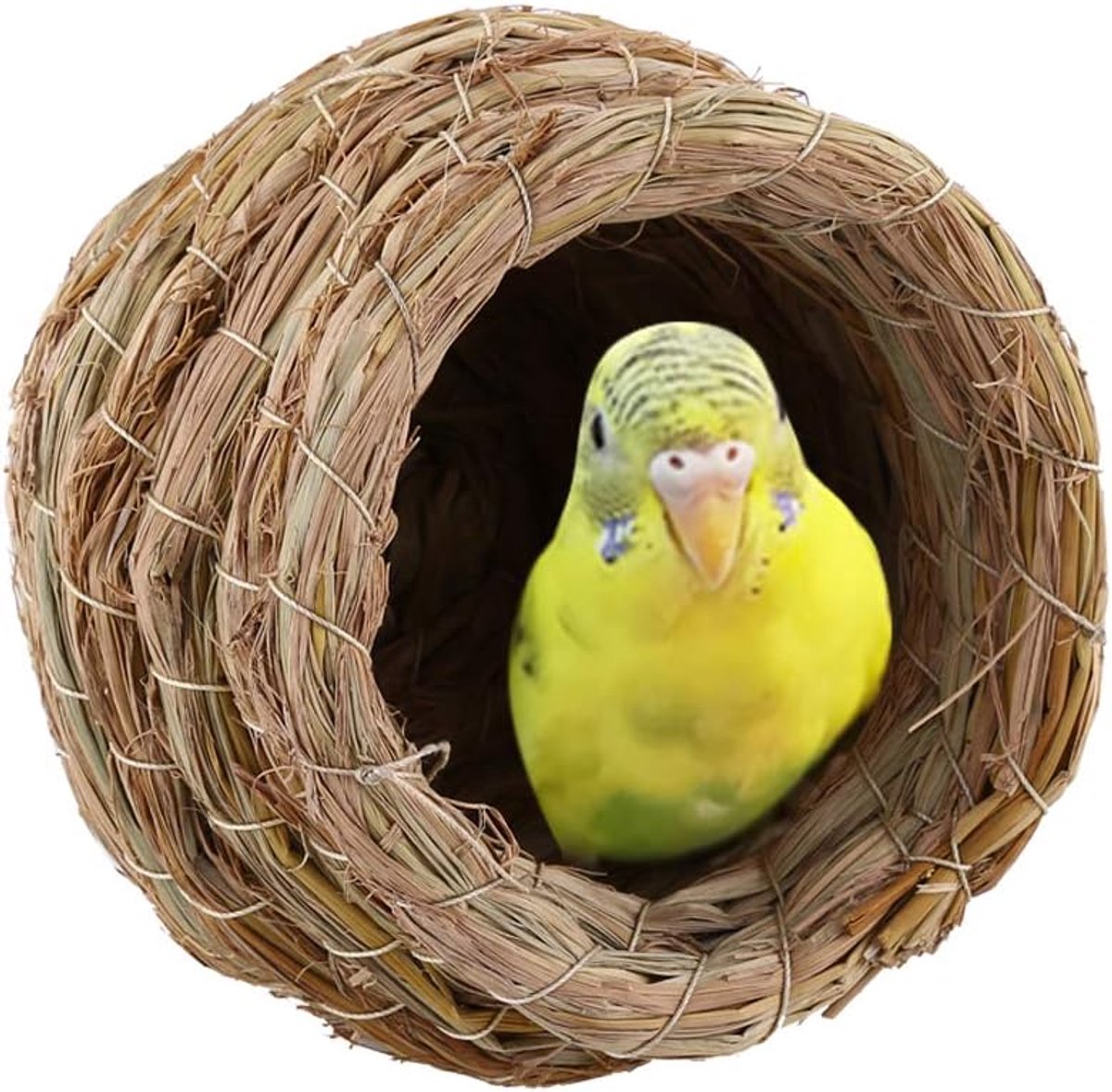 SnelShoppen - Vogelnest gemaakt van Handgeweven Stro, Broedplaats voor Mussen, Kanaries en Vinken, Natuurlijk en Veilig, Ideaal voor Binnen en Buiten