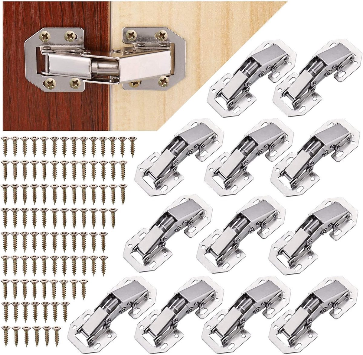 Keuken kastdeuren scharnieren 90° - zachte sluiting - voor 10-18 mm houten panelen - eenvoudig te monteren - ShopVlot