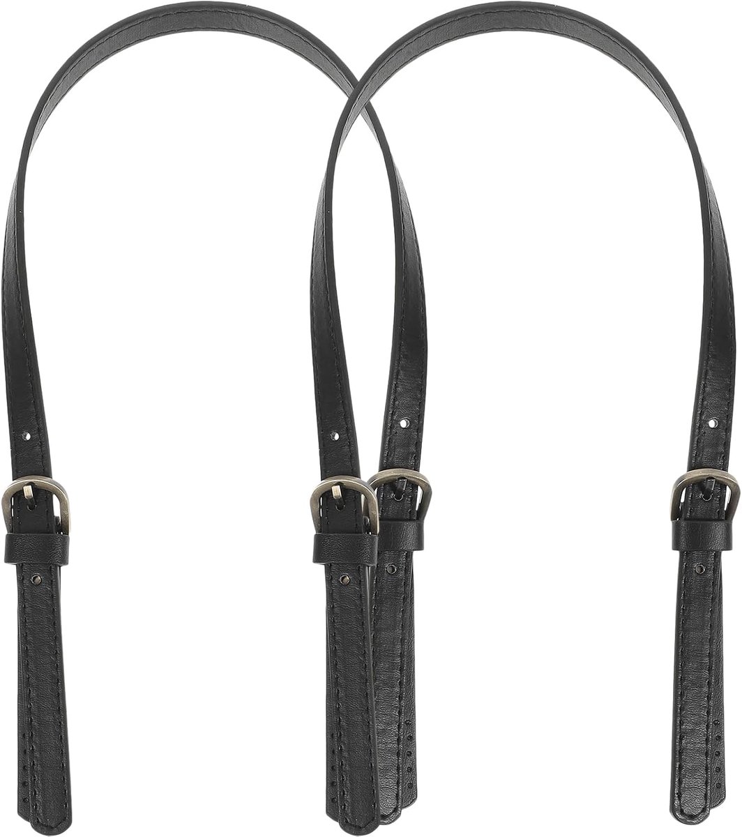 SnelShoppen - Leer Handvatten voor Tassen met Afneembare Band - Vervangende DIY Accessoires voor Shopper en Handtas - 2 Stuks Zwart, Ideaal voor Shopp