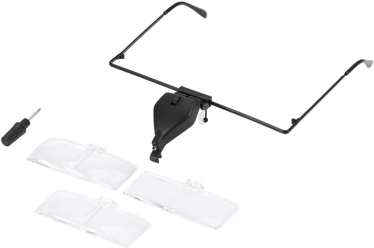 SnelShoppen - Handsfree Vergrootglas met Licht 21×10×5 cm - Interchangeable Lensen 1.5x 2.5x 3.5x voor Juwelen, Horloges en Wimpers