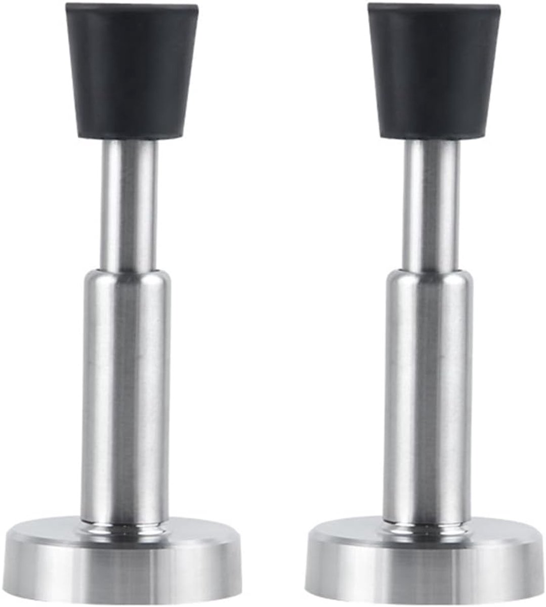 SnelShoppen - Verstelbare RVS Deurstopper Zelfklevend Wandmontage Zilver Deurstopper met Rubber Buffer voor Thuis Slaapkamer Badkamer (103mm)