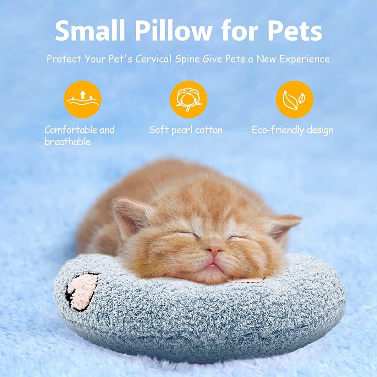 SnelShoppen - Zacht Fluffy Kat Kussen Speelgoed, Catnip Kussen, Pluche Dier, U Vormig Kussen voor Slapen, Rust en Spel (Blauw)