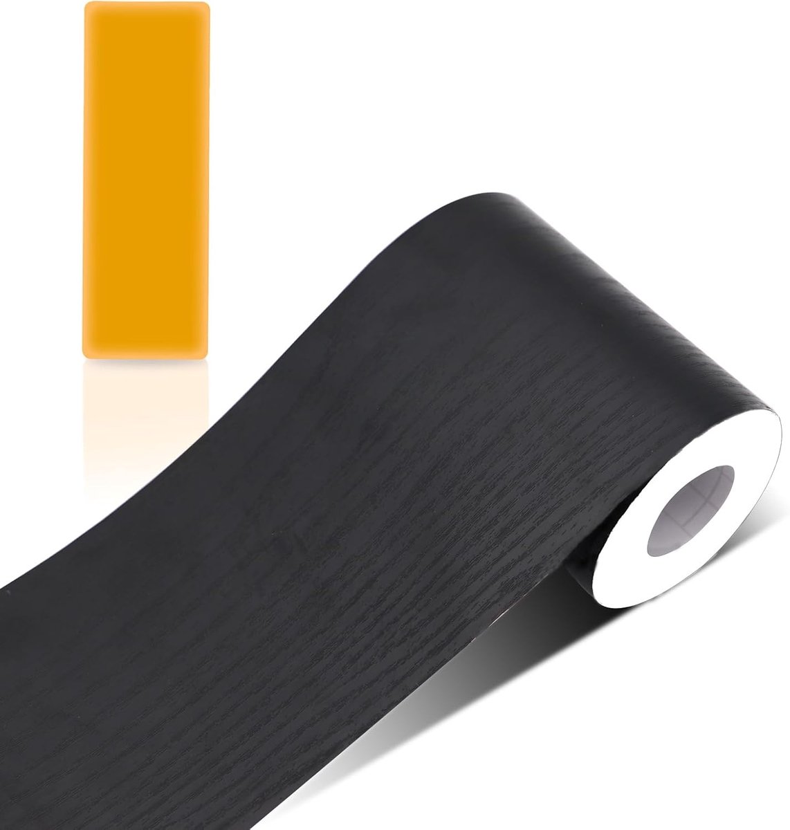 SnelShoppen - Zelfklevende PVC Houtlook Plakband Waterdicht en Verwijderbaar voor Woonkamer, Badkamer, Keuken (Zwart) - 10cm x 10m