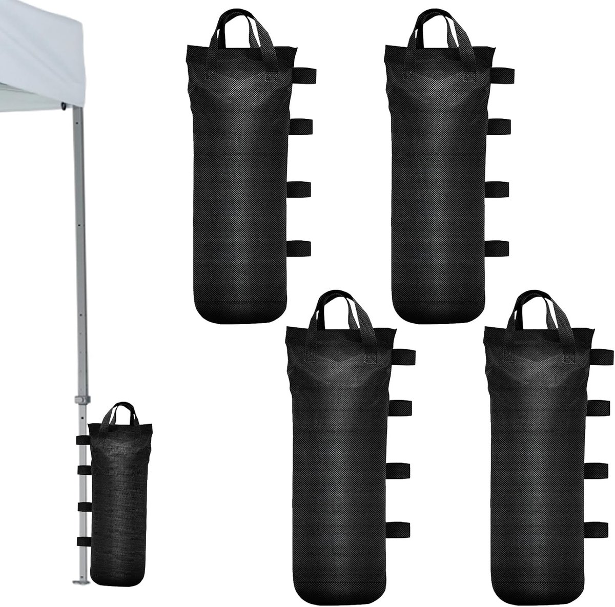 SnelShoppen - Set van 4 Pavillon Gewichten, 800D Oxford Zware Sandbags met Lange Band voor Tuin, Tent, Parasol, 51 x 21 cm, Duurzaam en Weerbestendig