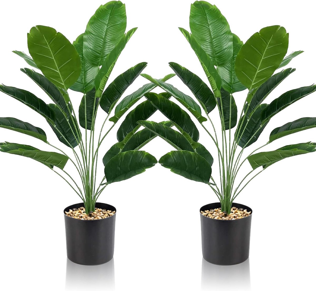SnelShoppen - Set van 2 Kunstplanten Binnen 80cm Neppotten Decoratieve Boom Hoge Plastic Planten voor Kantoor Thuis Binnen Buiten Decoratie (2 Potten