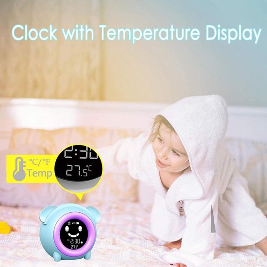 SnelShoppen - Kids Slaaptrainer Kleurige Alarmklok Licht voor Kinderen met Temperatuur en Kerstdecoraties - Perfect voor Feestdagen en Kinderkamer — afbeelding 3