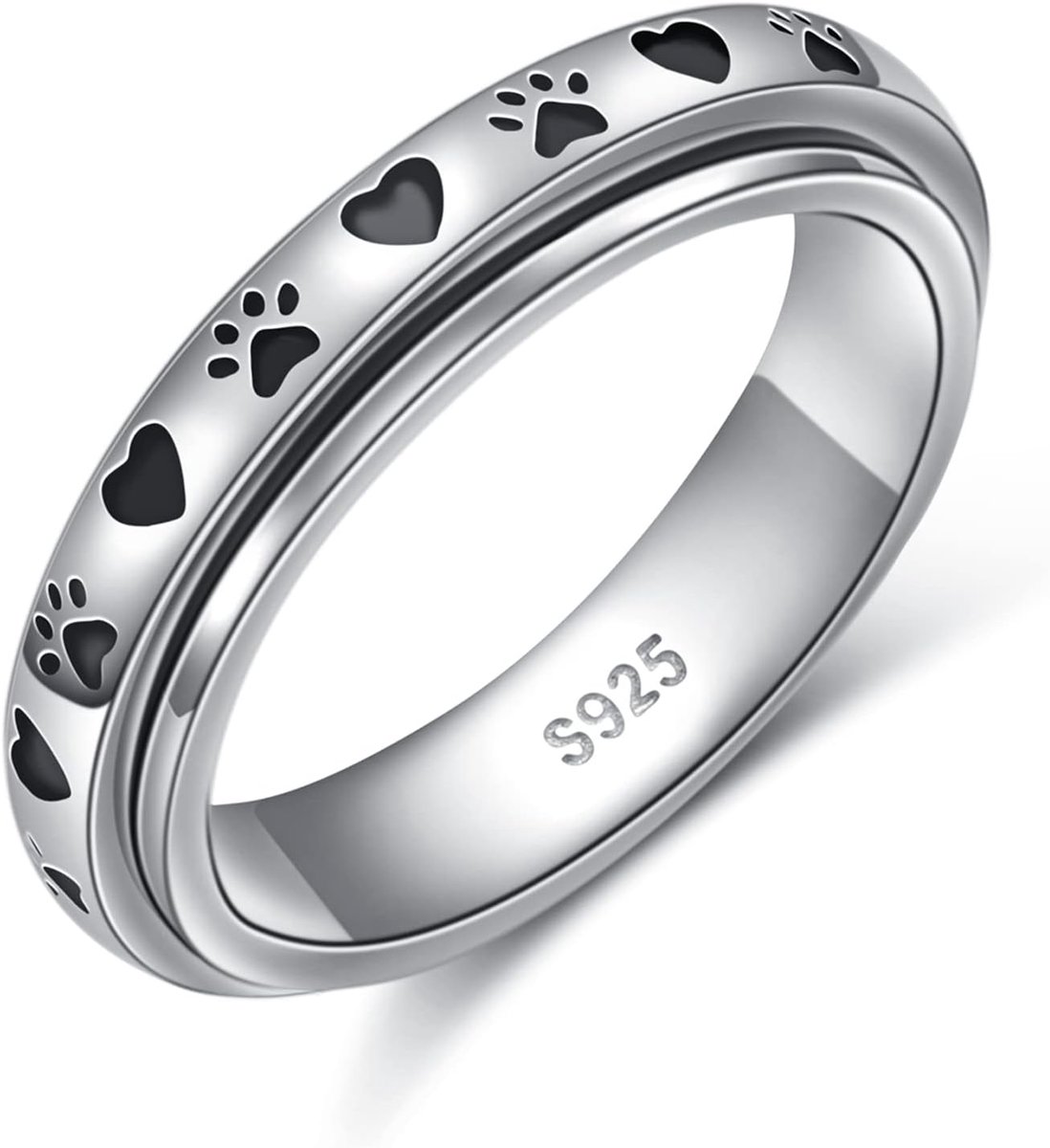 Fidget Ring S925 Sterling Zilver Lotus Bloem Yoga Just Breathe Angst Worry Band Geoxideerde Fidget Stress Verlichtende Verveling ADHD Autisme Ringen voor Vrouwen Mannen