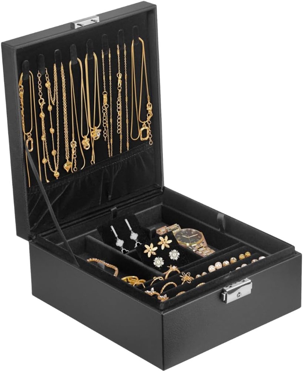 SnelShoppen - Luxe Grote Sieraden Organizer Box - 2 Laags Sieradenbox voor Oorbellen, Kettingen, Ringen, Armbanden en Accessoires | Elegante Krokodill