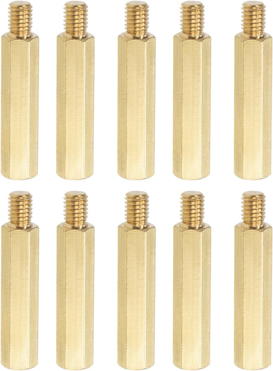 10 stuks M6 afstandschroeven, messing Hex PCB afstandhouders, houden hoogte consistent, geweldig voor moederbord (gouden toon, 35mm+8mm)