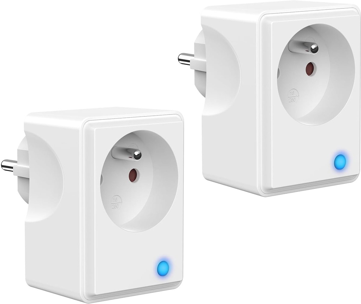 SnelShoppen - Slimme Stekker WiFi met Verbruikmeting, Compatibel met Stemassistenten, Afstandsbediening, Smart Life App, Wit, Set van 2