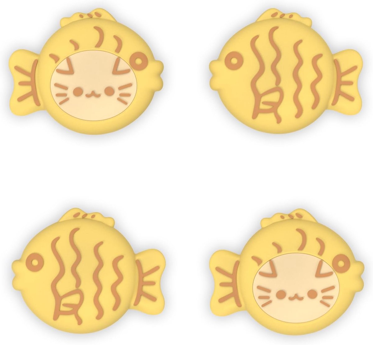 4 Stuks Duim Gripdoppen voor Nintendo Switch 2 2025 - Kawaii Siliconen Thumbstick Covers, Comfortabele Joystick Accessoires voor Controllers (Taiyaki Kitten)
