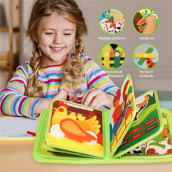 20-in-1 Busy Board voor Peuters - Montessori Speelgoed - Boerderijdieren Rustig Boek - Activiteitenboek - Sensorisch Speelgoed - Reisspeelgoed - Fijne Motoriek Peuterspeelgoed - Cadeaus voor meisjes en jongens van 1 tot 4 jaar van Flintry — afbeelding 5