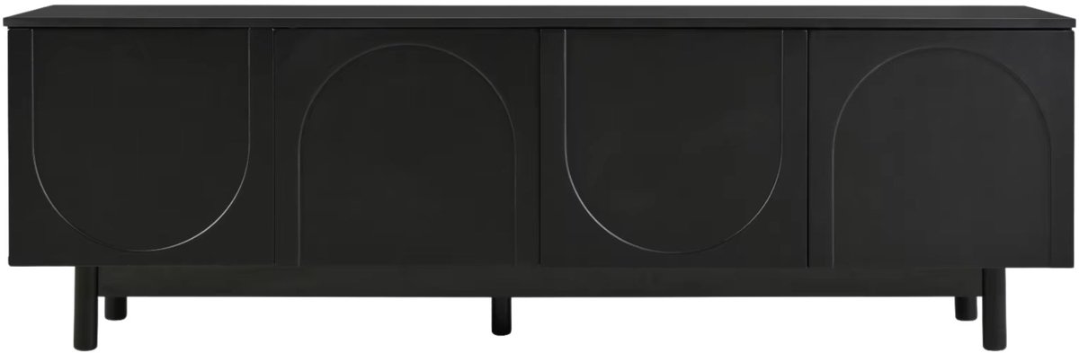 Happiq TV meubel - 175 x 38 x 56 Cm - TV Kast met 4 Opbergvakken, Deuren en Verstelbare Planken - Stand - voor Woonkamer en Tv Zwart