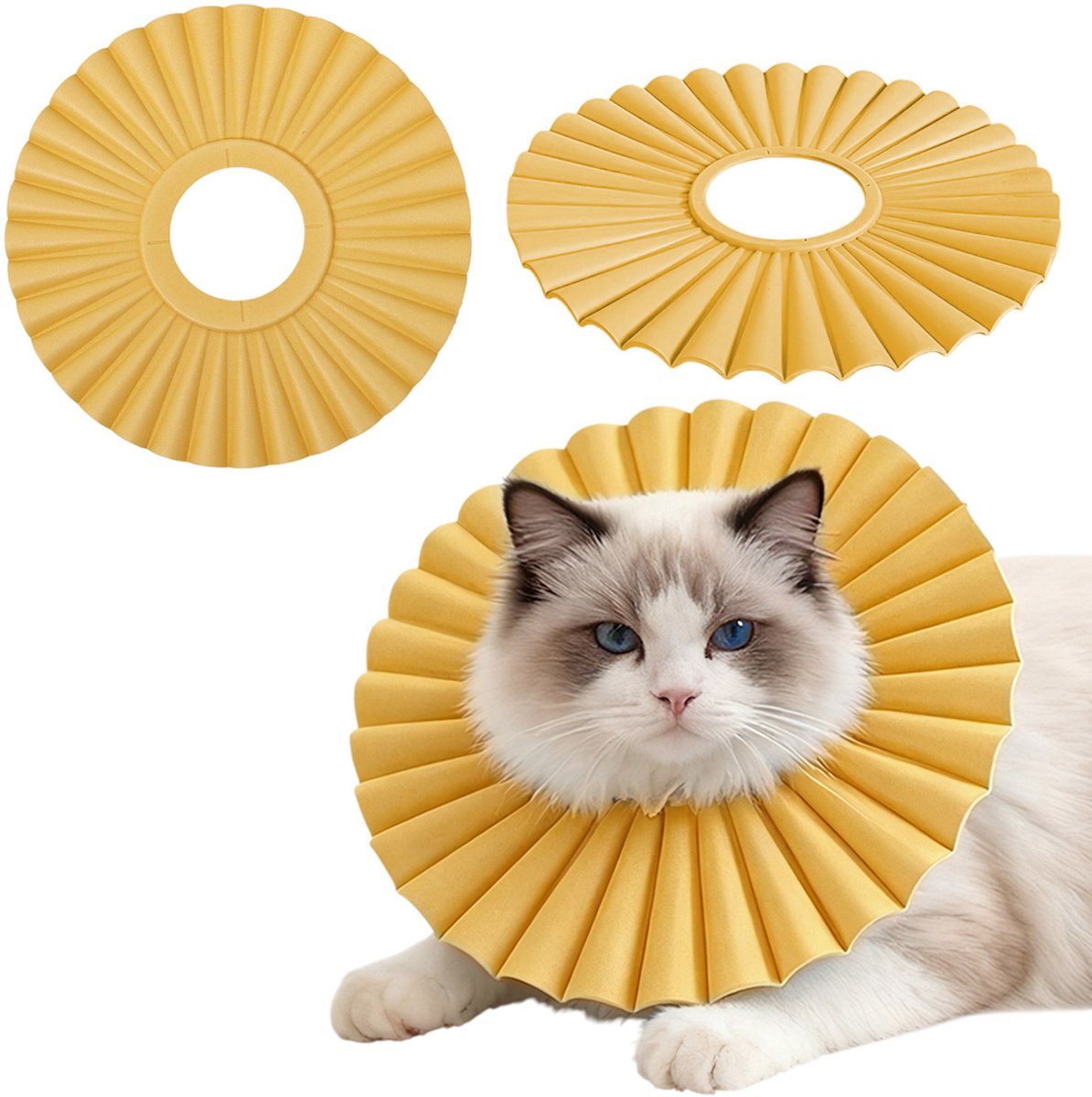 MAGICSHE Zachte Eva Elizabeth Kraag Voor Katten & Honden - Lichtgewicht Anti-Lek Kraag - Verstelbaar & Op Maat Te Knippen – Waterbestendig & Diervriendelijk Geel M