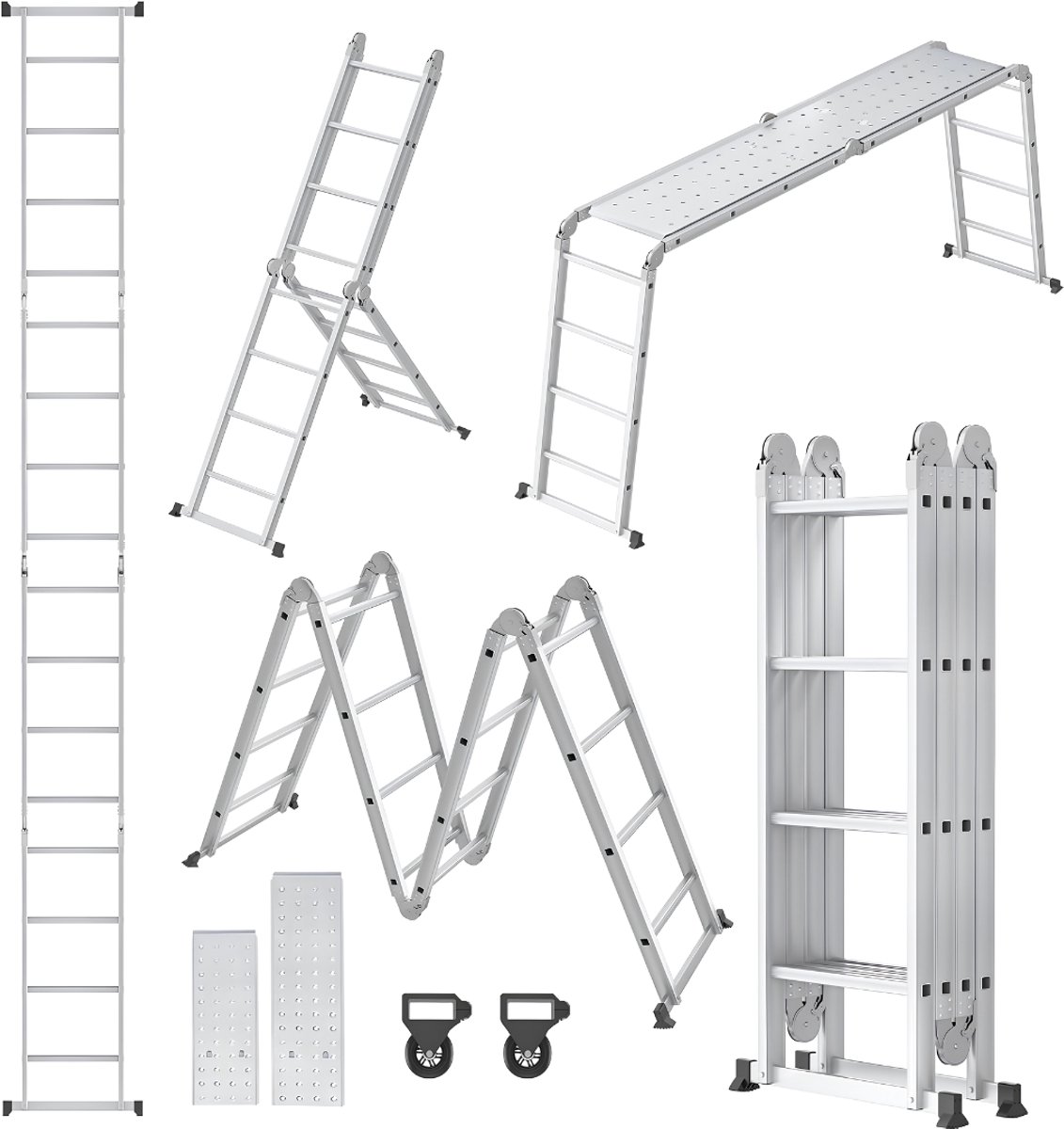JCP® Huishoudtrap 6 Treden - Ladder - Huishoudtrap - Zilver - 128cm x 39cm x 27cm