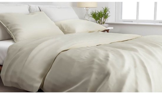 Zohome Dekbedovertrek Satinado - Effen Bedlinnen - 240x220 - Off-White - Dekbedhoes van 100% Katoen-Satijn van Merkloos — afbeelding 4