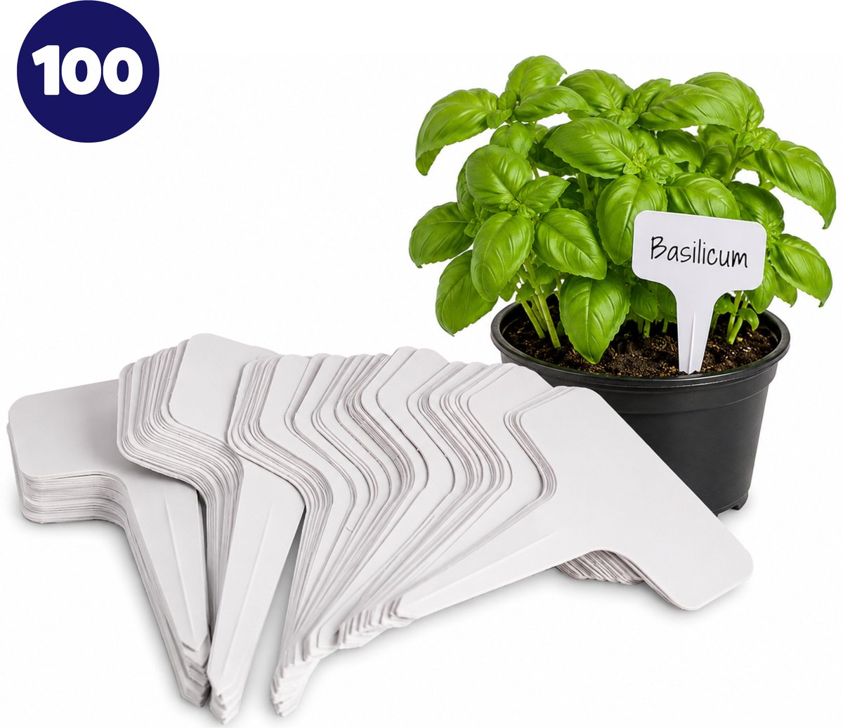 Knaak Plantenlabels - 100 Stuks - Plantenstekers - Plantenetiketten - Tuin Labels - Steeklabels Voor Groenten, Kruiden, Bloemen en Zaailingen - Wit