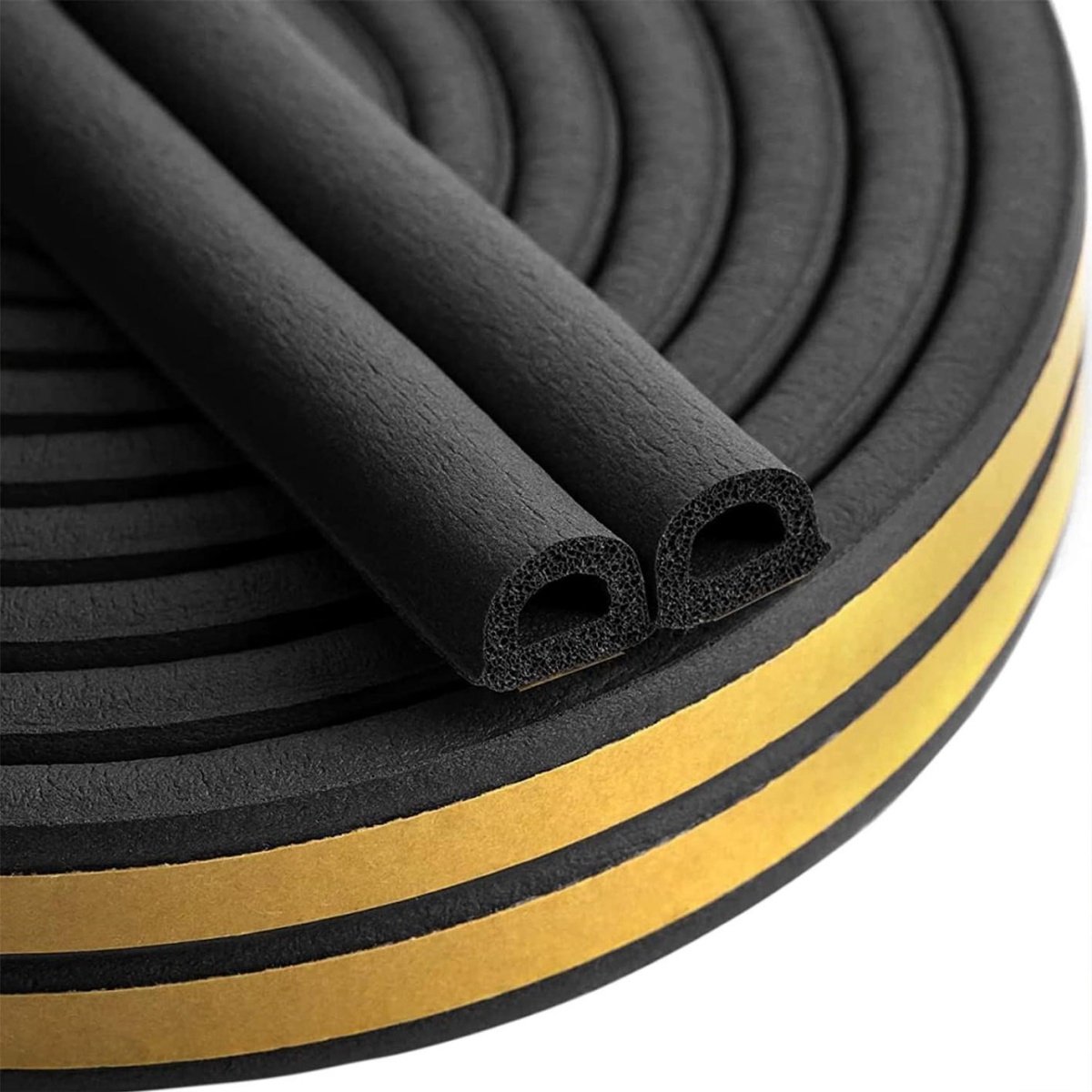 SSTRWGOOD Zelfklevende tochtstrip geschikt voor ramen en deuren - 6 m - 9 mm x 6 mm - Afdichtingsstrip voor airco-raam - Rubberen schuimstrip (anti-botsing) - Geluidsisolerend - Zwart