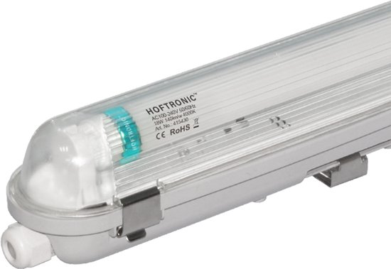 HOFTRONIC - LED TL armatuur 60cm - Waterdicht - Flikkervrij - Koppelbaar - 9 Watt - TL armatuur voor werkplaatsen, garages, bedrijfshallen en magazijnen