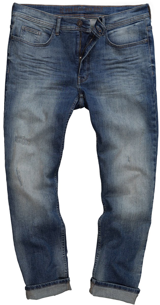 JP 1880 - Heren - Jeans denim FLEXNAMIC® destroyed vintage look Straight-Fit - Blauw denim - Maat 70