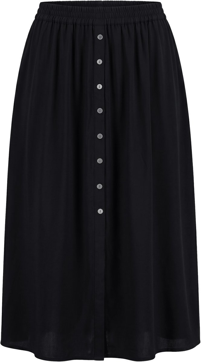 Angel of Style - Dames - Maxirok decoratieve knopenlijst en split - Zwart - Maat 44