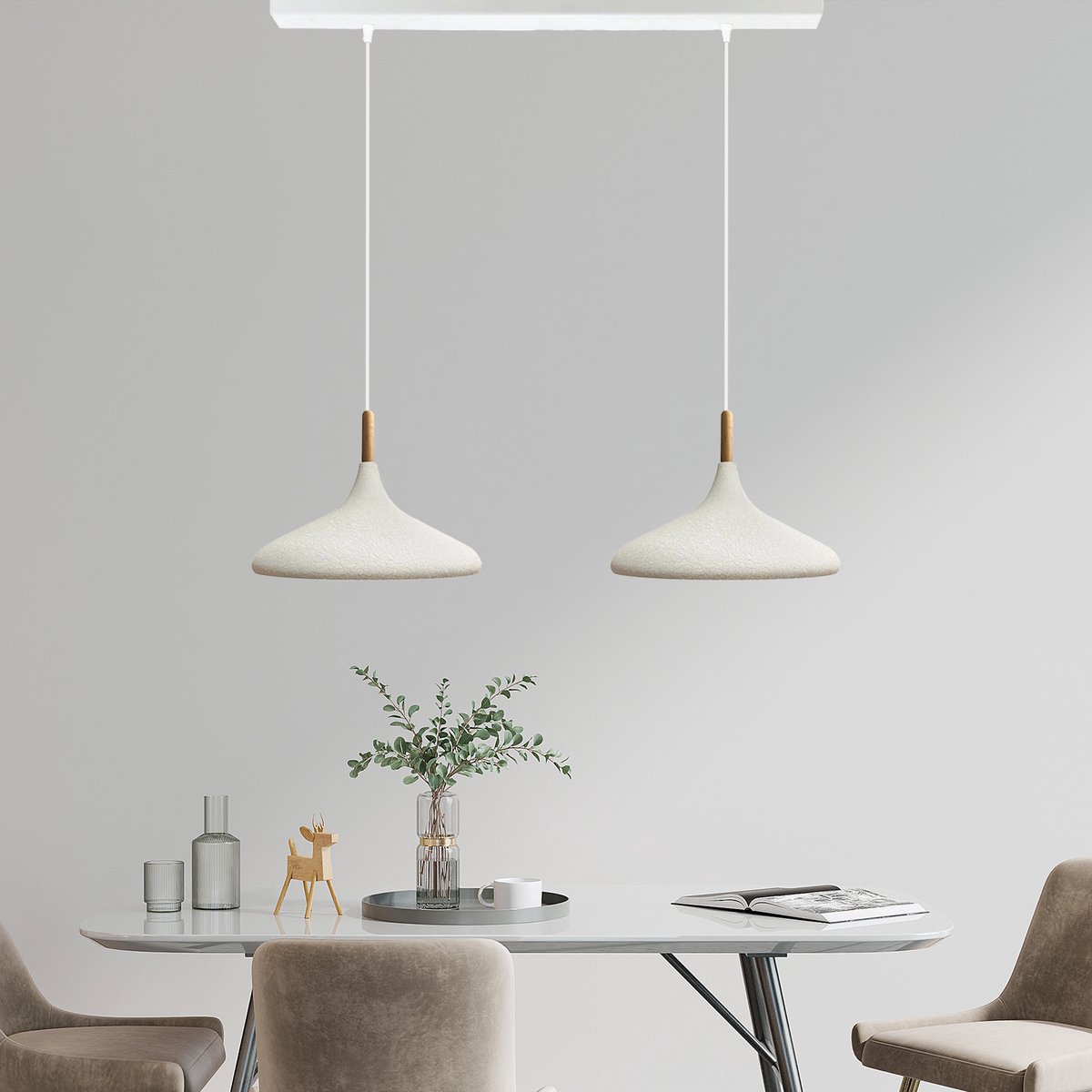 Bamyum Champion hanglamp, industriële Modern stijl, Ø35 cm, wit metalen lamp