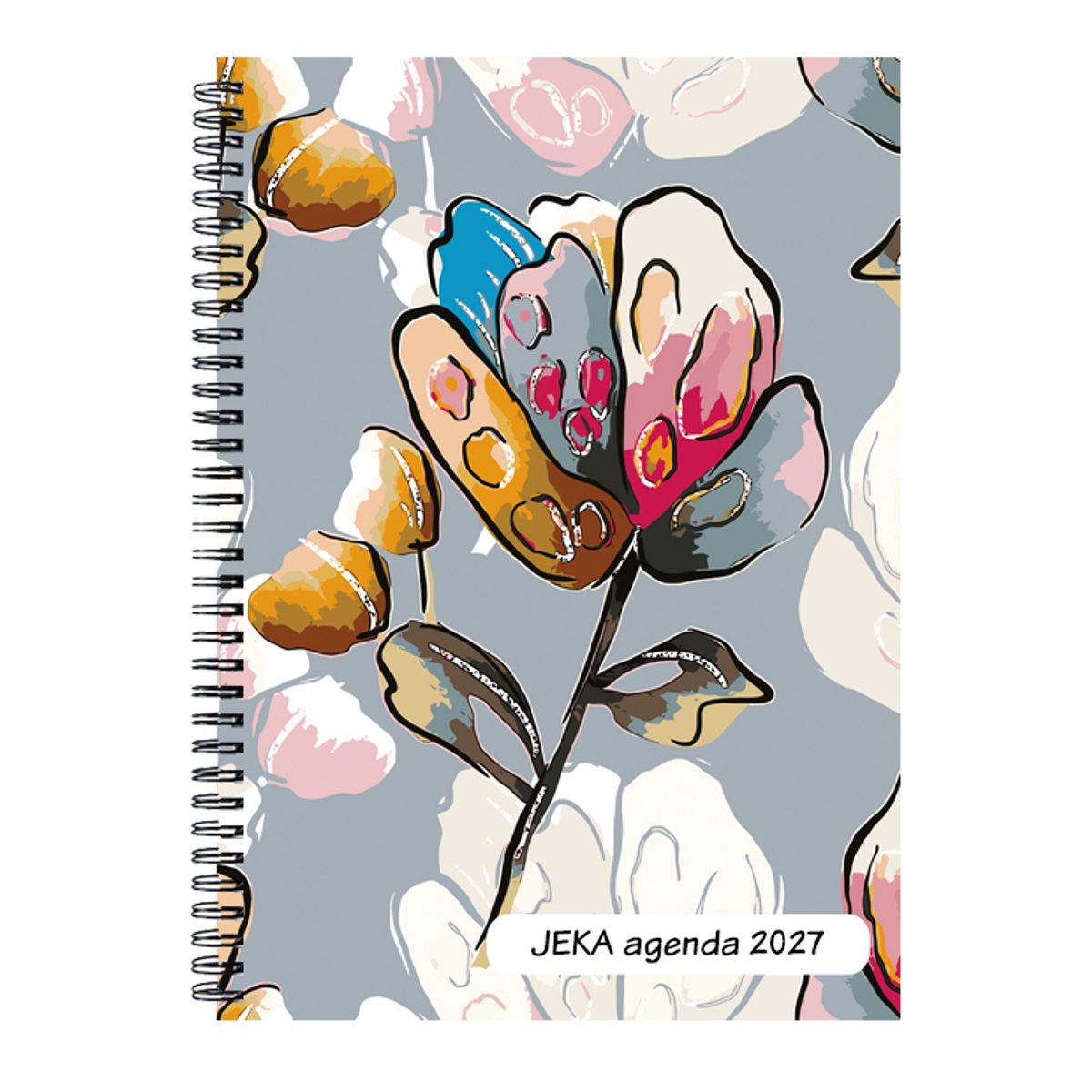 Castelli - Jeka agenda H77 2027 - formaat A5 - ringband - 1 week over 2 pagina's - met wire-o-binding - Made in Italy - flexibele omslag - dessin Klaproos