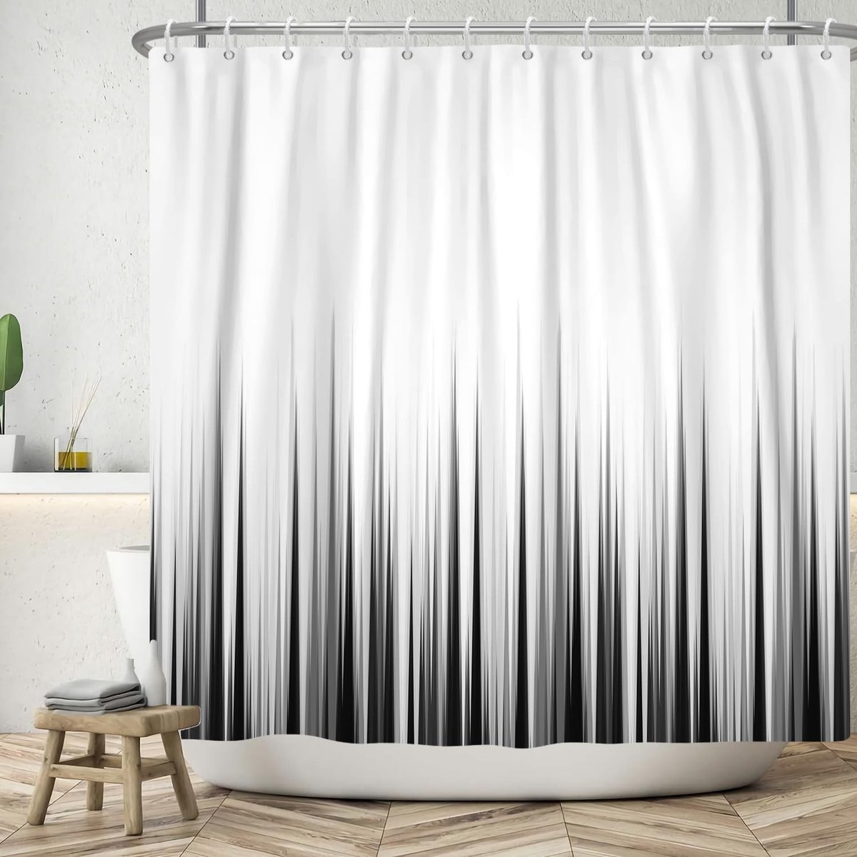 Omgoods - Modern Douchegordijn - Zwart en Wit - 120 x 180 cm - Wasbaar