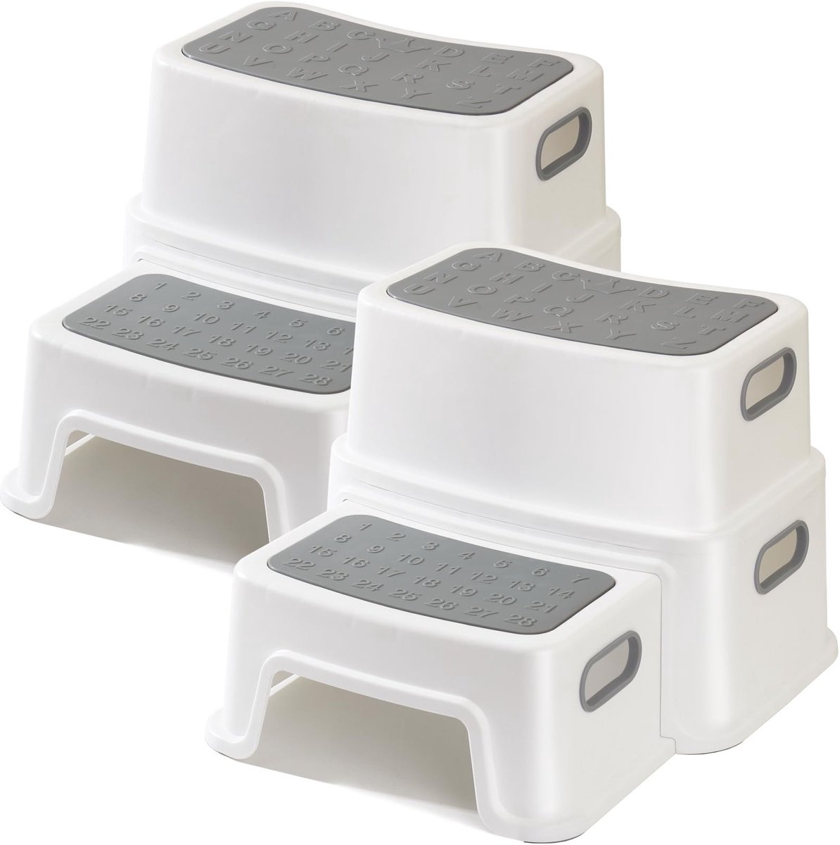 Omgoods - Set van 2 Kids Double Step Stool - Stabiele Tweelaags Kruk voor Peuters