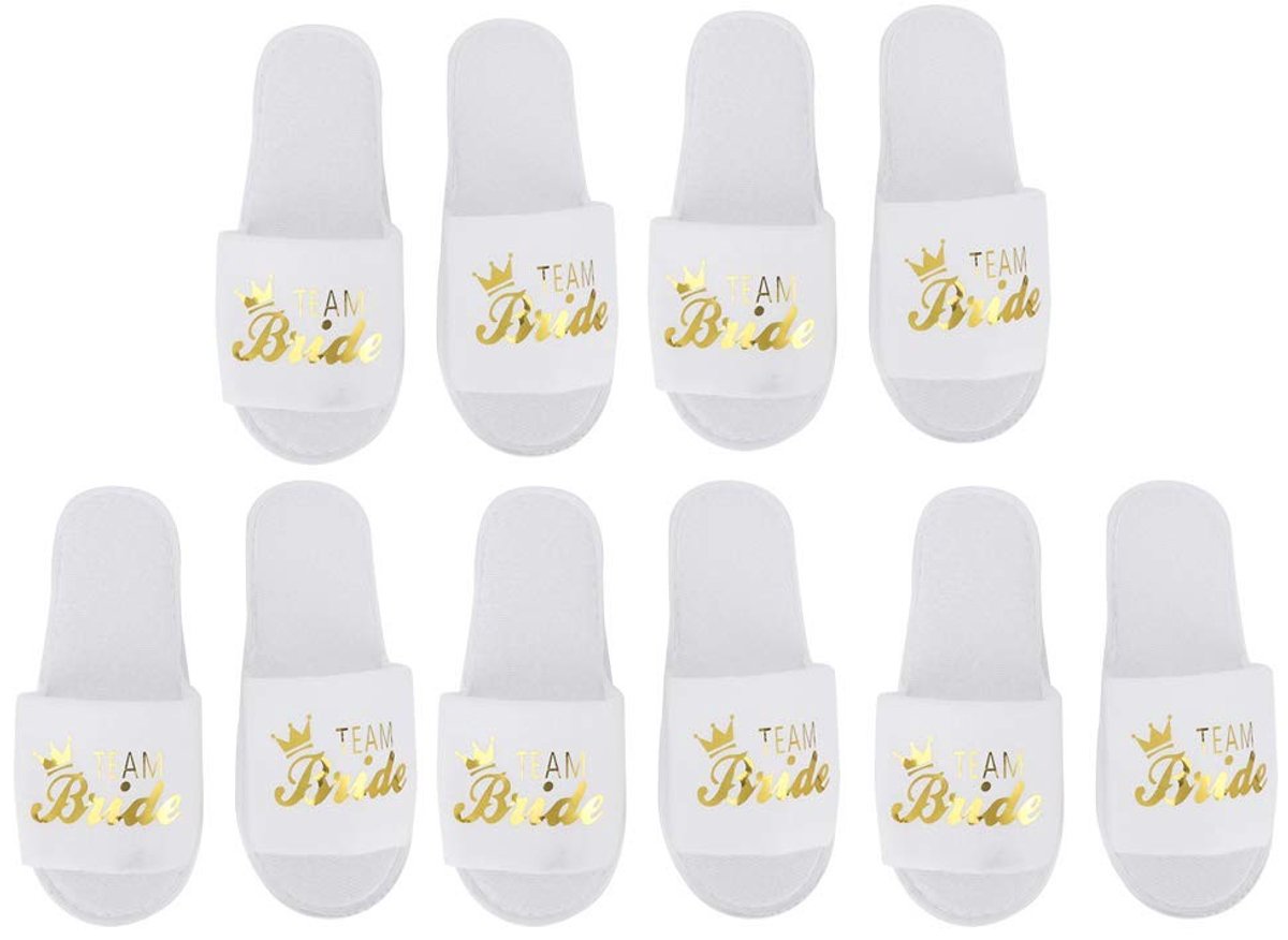 Omgoods- Bruidsslippers 5 Paar - Wegwerp Slippers - Open Teen - Huwelijk - Bruid/Bridesmaid - 27 x 9.5 cm - Katoen - Trouwslippers