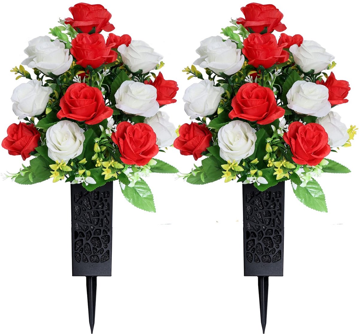 Omgoods - Kunstmatige Bloemen met Vaas voor Grafdecoratie