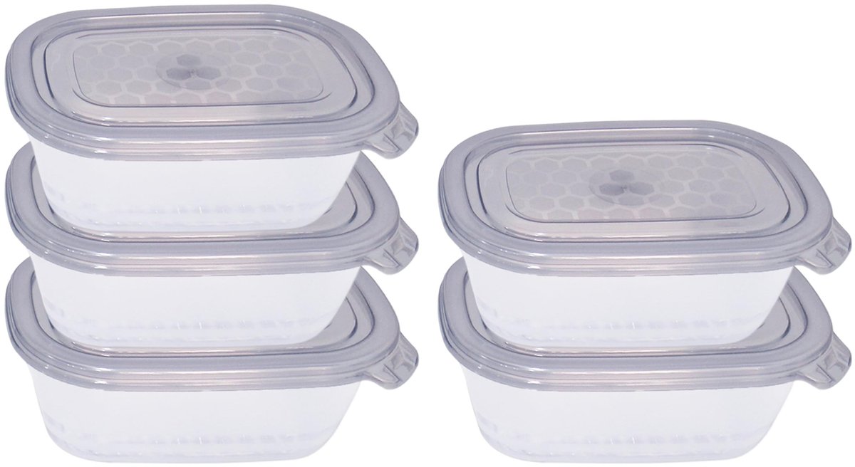 Omgoods - Set van 5 Voedselopslagcontainers met Deksel - Vaatwasser- en Magnetronbestendig