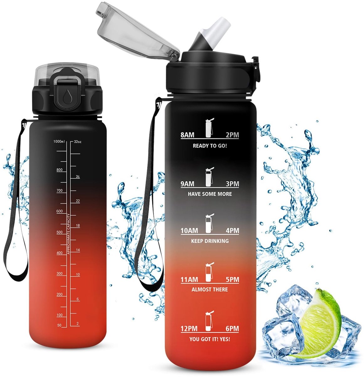 Omgoods - Drinkfles met Rietje, Lekvrij en BPA-vrij - Perfect voor School en Sport