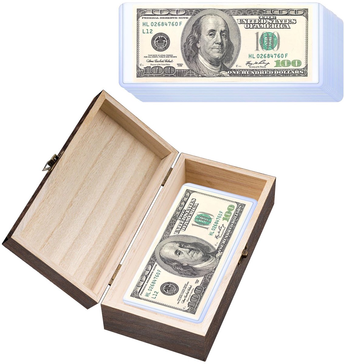 Omgoods - Houten Spaarpot met Slot en 20 Plastic Zakjes