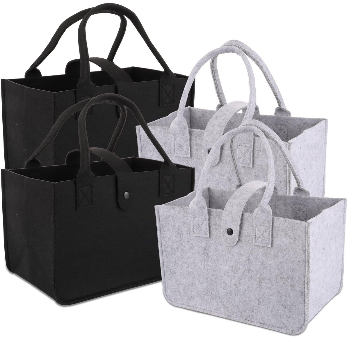 Omgoods - Set van 4 Vouwbare Vilt Tassen voor Boodschappen